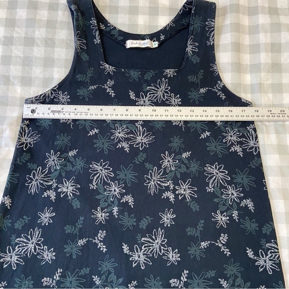 Fresh produce 100% cotton dress sleeveless jumper dark blue floral prints medium - Picture 9 of 14